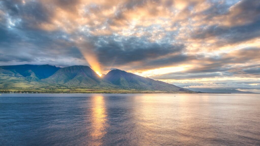 Sunrise on Maui from afar