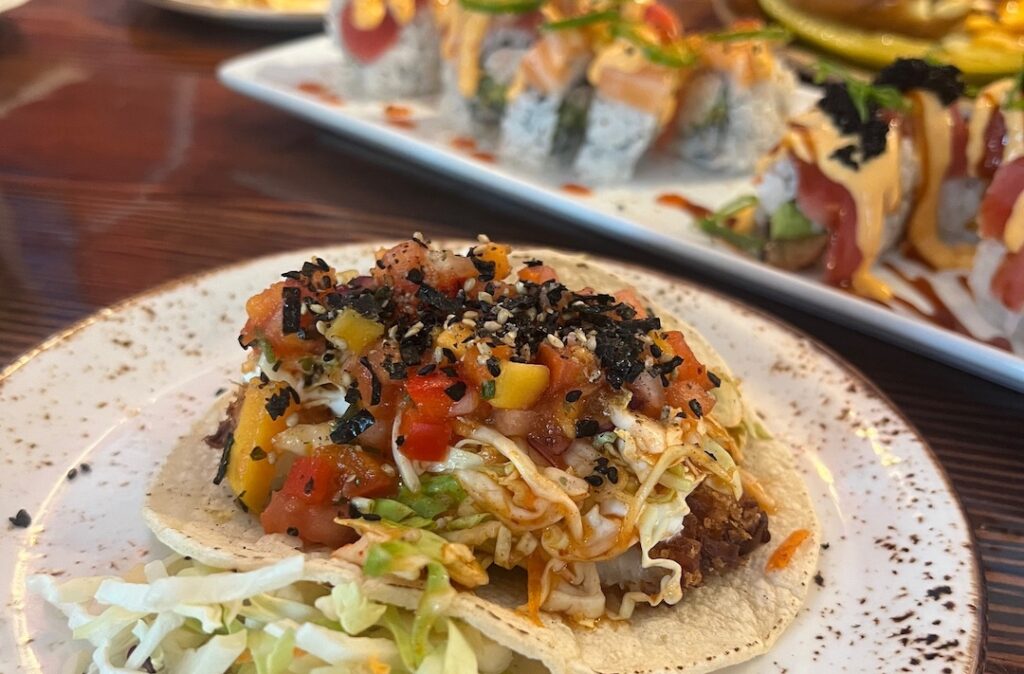 Coconut-crusted fish taco at Three's Bar  & Grill