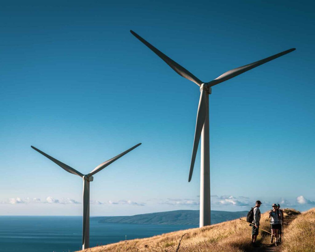 Kaheawa Wind Farm at the top of the Pali trail on Maui