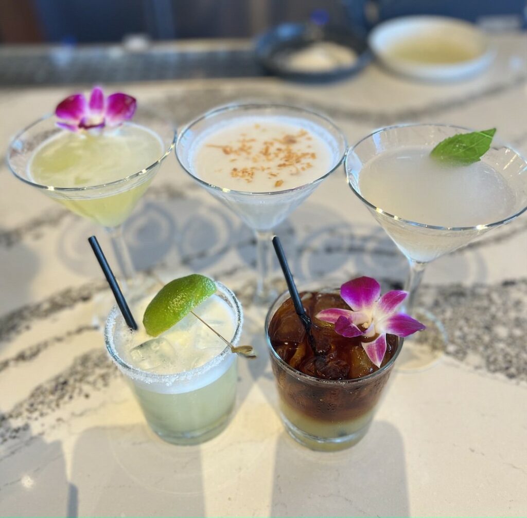 Happy hour cocktails at Tommy Bahama Marlin Bar in Lahaina, Maui