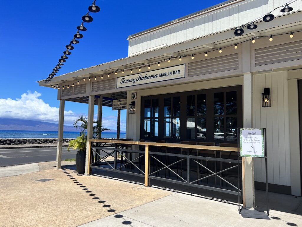 Tommy Bahama Marlin Bar sits on the corner of Front Street and Papalaua Street in Lāhainā