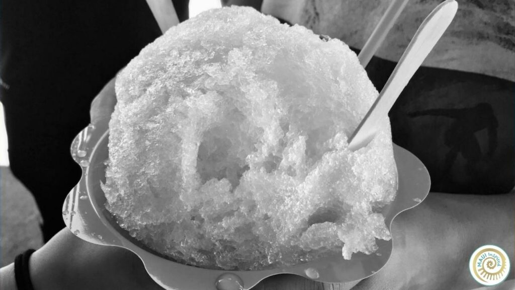 Hawaiian shave ice in black and white