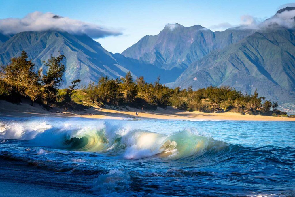 Aquamarine breakers on the beach on Maui