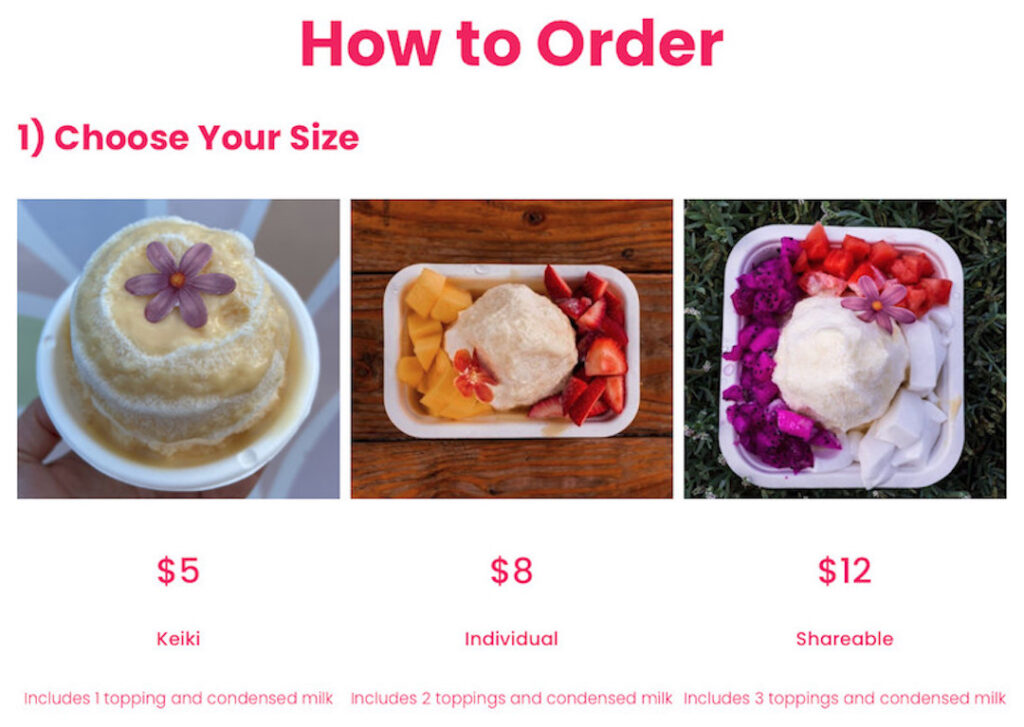 How to order at Bling Bing Shave Ice Maui