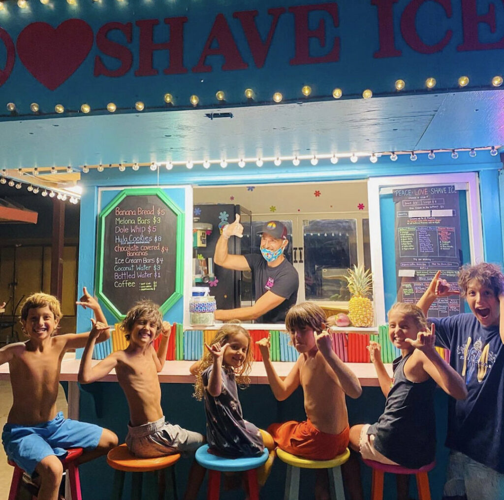 Kids get comfy at Peace Love Shave Ice on Maui