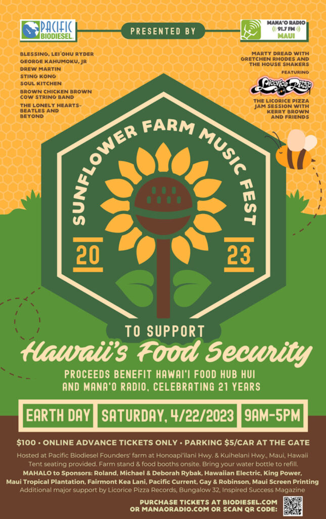 Maui Sunflower Farm Music Fest 2023 flyer