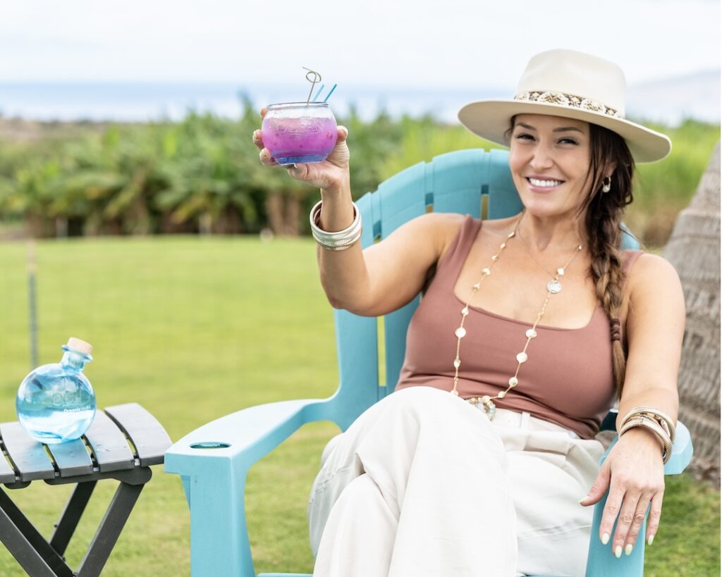 Anuhea with Lotus cocktail at OCEAN Farm and Distillery on Maui